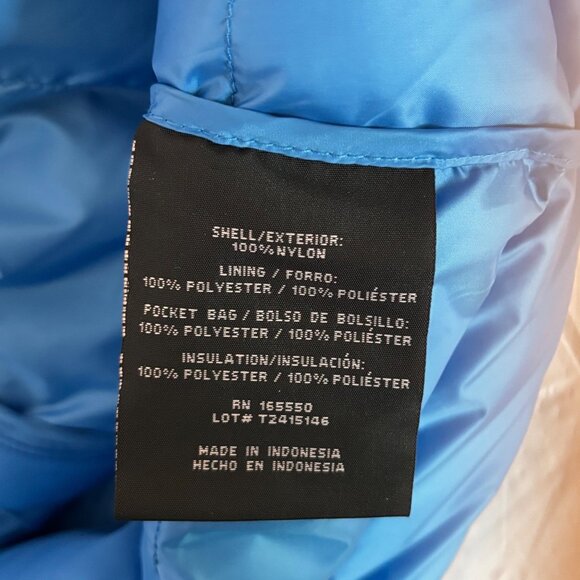 32 Degrees Heat Women Recycled Puffer Jacket Lightweight Warm Blue Zip-Up Large - Picture 7 of 11